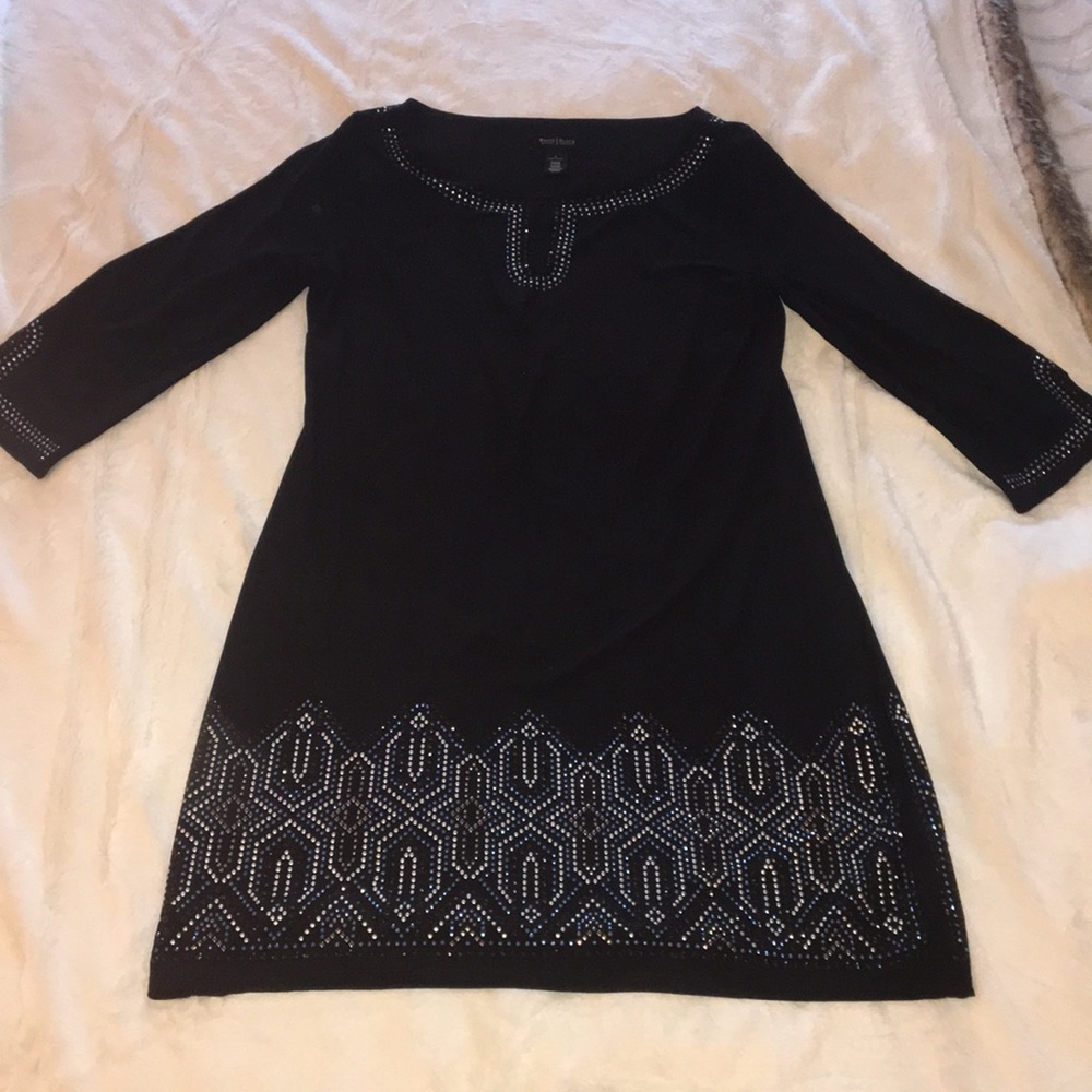WHBM Embellished Stretchy Knit Art Deco Dress